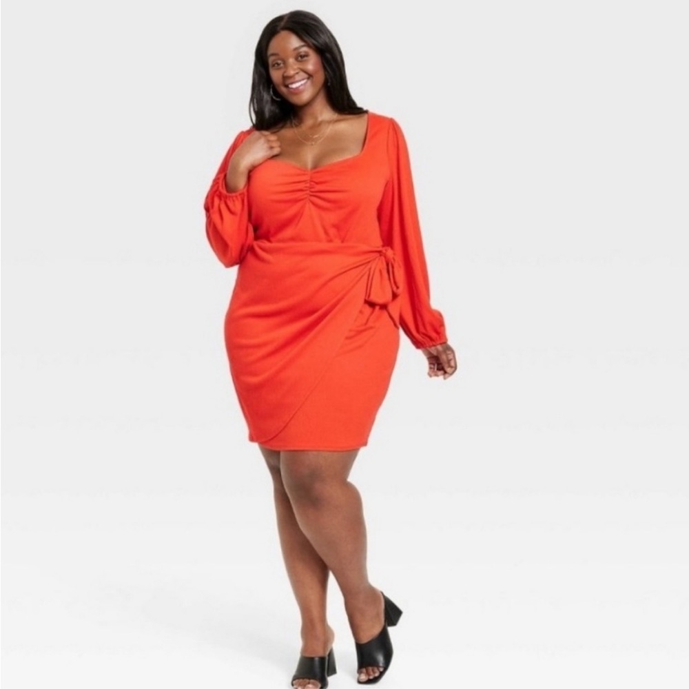 New with tags! Ava & Viv orange wrap waist dress plus size 2x